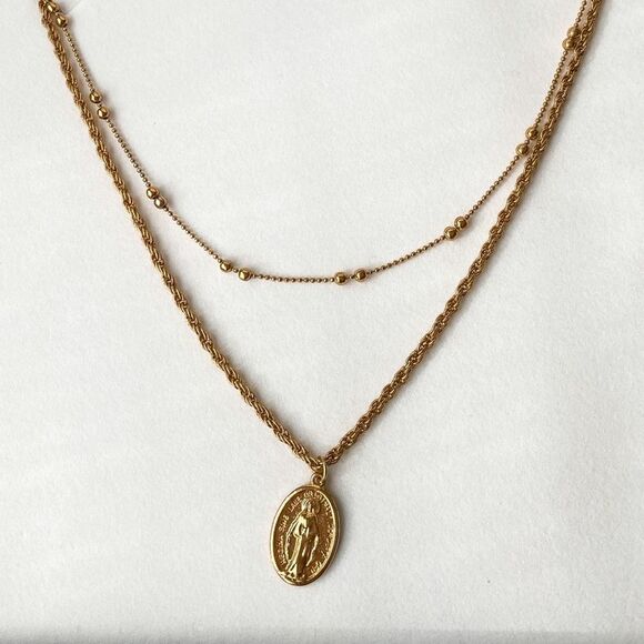 Set of Two Layered Necklace Gold - Picture 7 of 8
